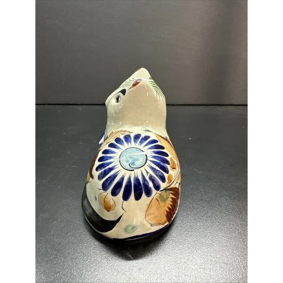 Vintage Tonala Mexico Folk Art Pottery Cat Figurine - Picture 2 of 7